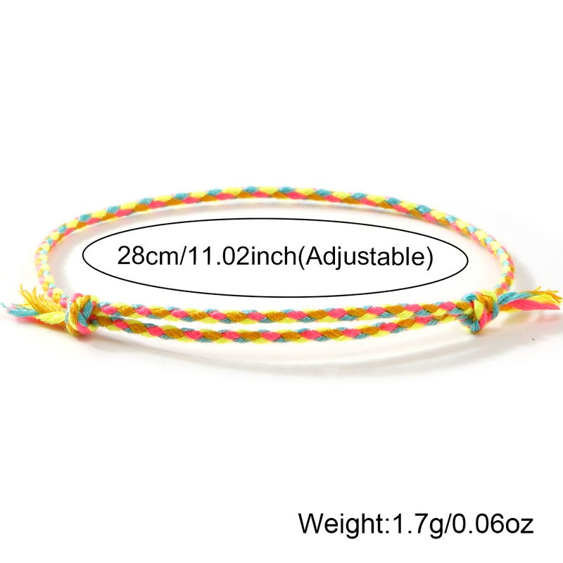 Bohemian Style Cotton Rope Braided Trendy Bracelet Bracelet For Men And Women Summer Beach Colorful Hand-Rubbed Friendship Rope Bracelet - Image 5